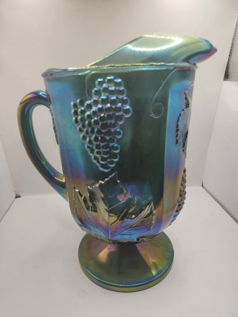 Vintage Indiana Glass Blue Carnival Glass Pitcher